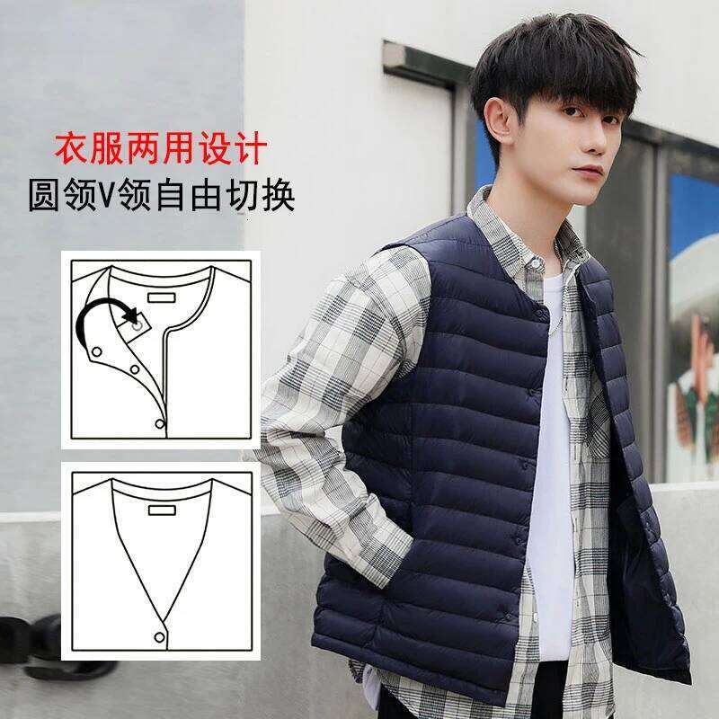 NewBang 7XL Plus Size 90 White Men Ultra Light Down Vest Portable V-neck Sleeveless Coat Man Winter Warm Liner