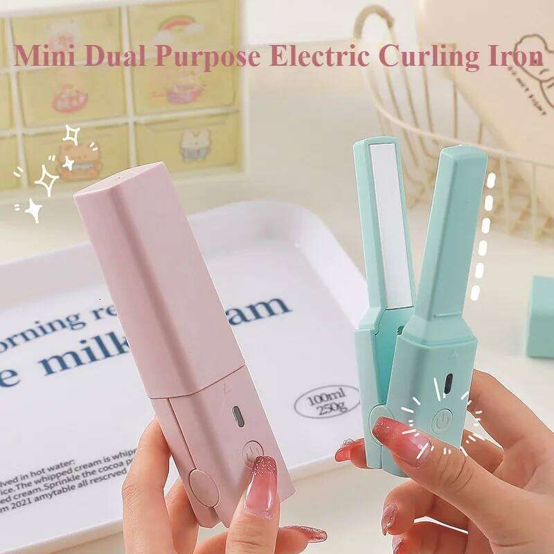 Portable Dual-Use Straightener Mini Curling Splint Women Ceramic Straightening Styling Tools Hair Cuticle Protect
