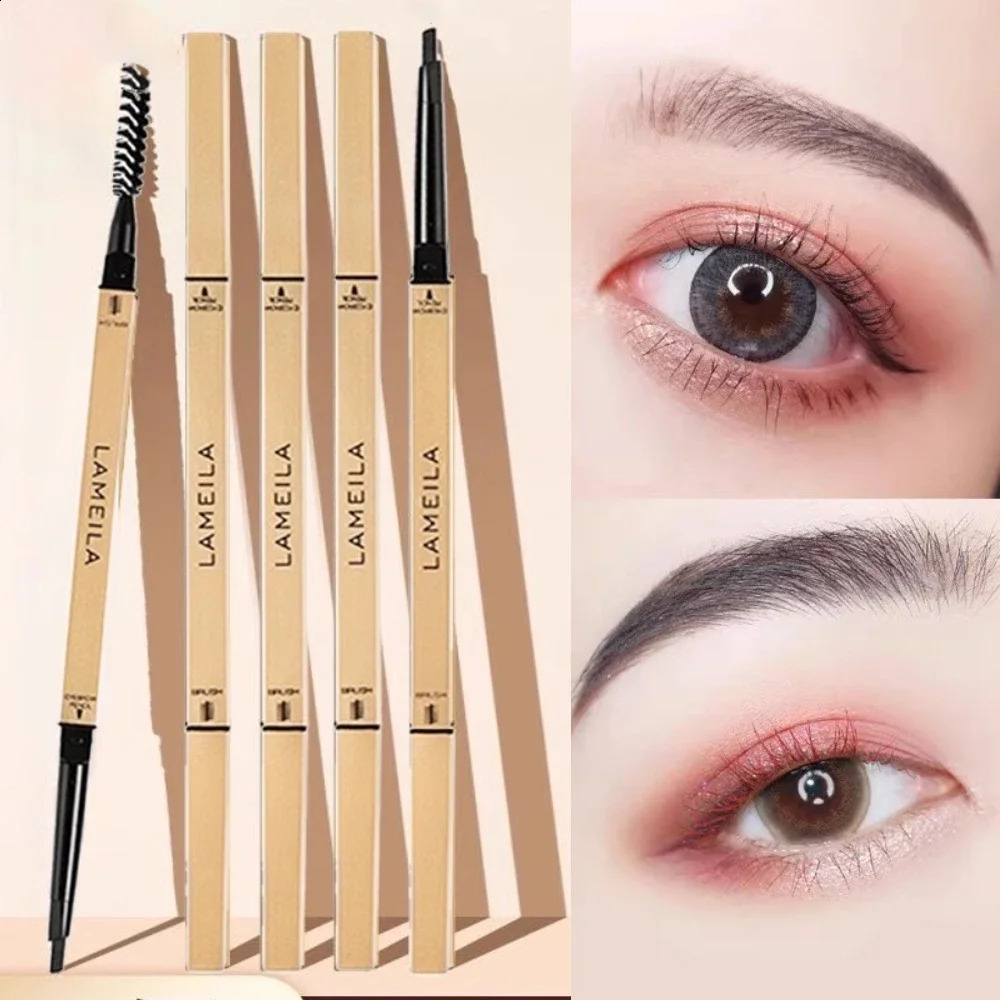 5 Colors With Brush Double Head Eyebrow Pencil Waterproof Smooth Eyebrow Stick Sweatproof Eyebrow Gel Tattoo Pencil Cosmetics 250809
