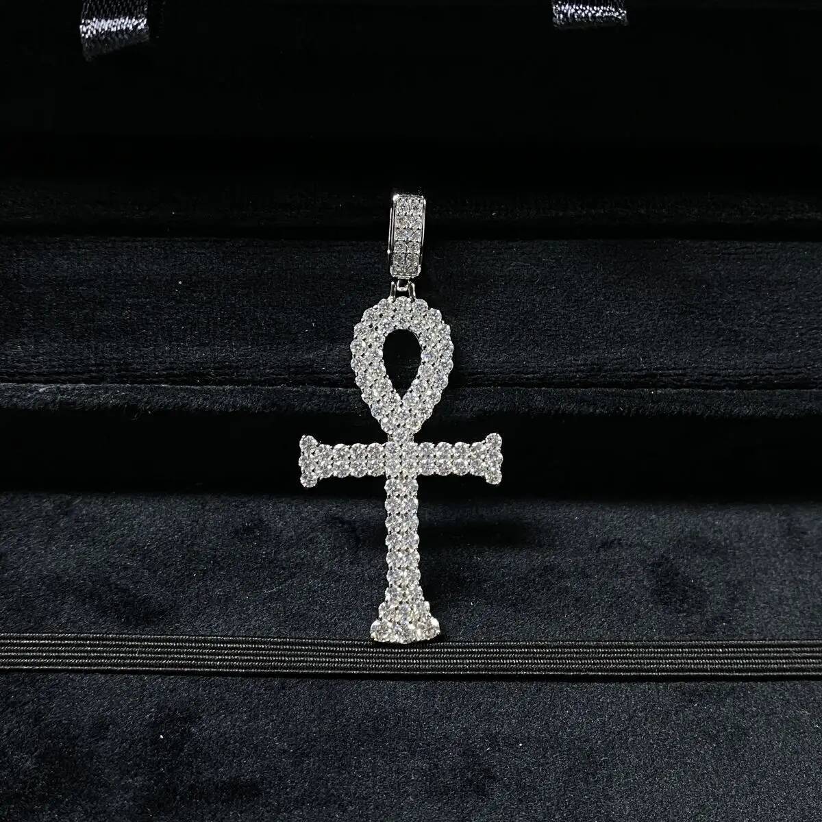 925 Sterling Silver Pendant D-color Moissanite VVS1 European and American Hip-hop Style Full Stone Inlaid Moissanite