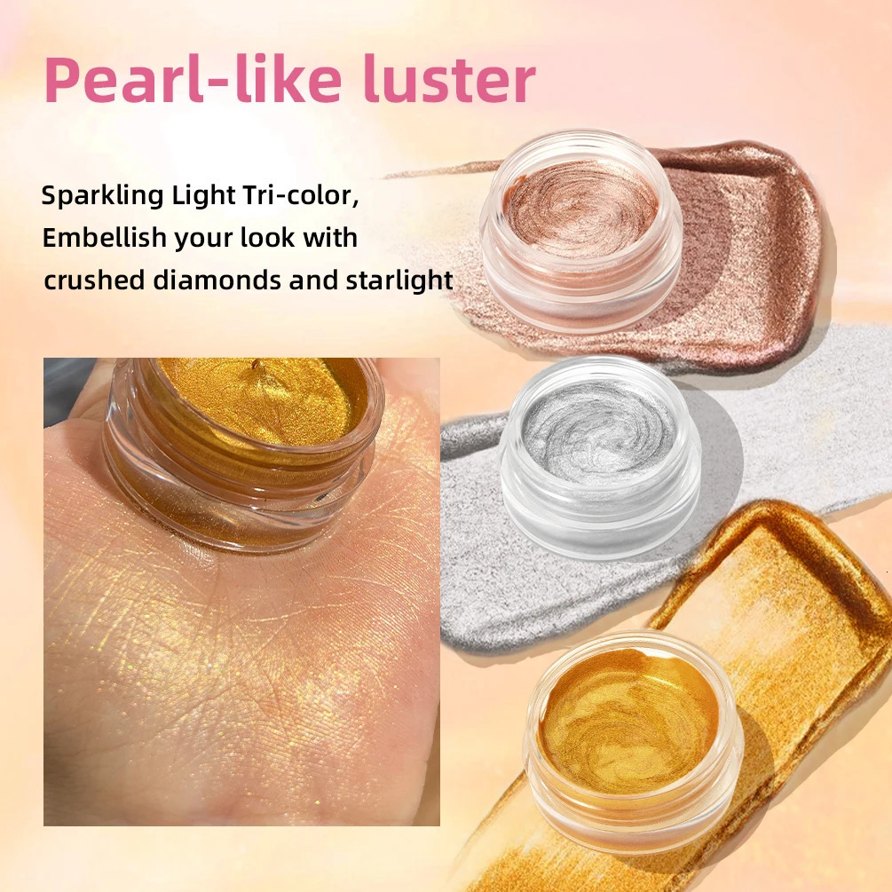 QI Shimmer Glitter Highlighter Cream Eye Shadow Silkworm Gold Face Contour Bronzer Brighten Body Highlight Iluminador Makeup 250811