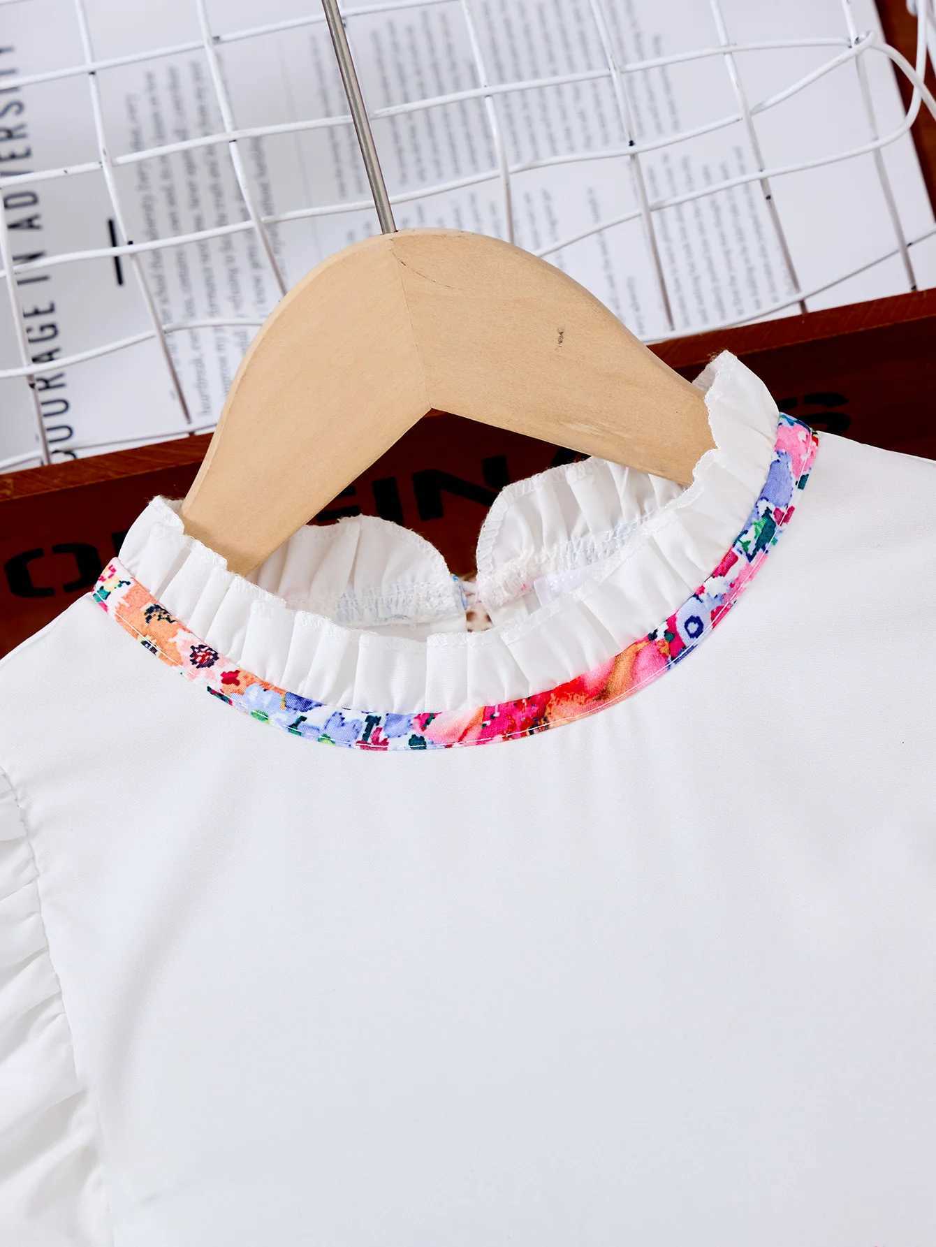 New Kids Girl Dress Summer Floral With Bow Fashion White Vestidos Short Sleeve Children Clothing Outfits Casual Daily Dresses W250811