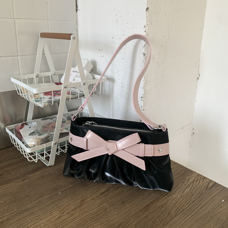 2025 Autumn New Women s Shoulder Bag Korean Style Minimalist Style Women s Handbag Autumn New Designer Bag New Bow Pleated women s Women bag s Crossbo