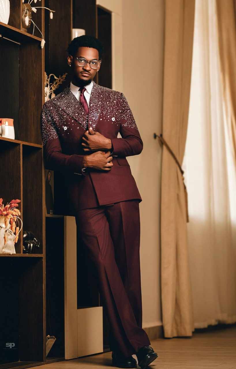 Business Mens Tuxedos Double Breasted Beading Groom Pants Set Male Fashion Suit Tailored Made Wedding Clothing