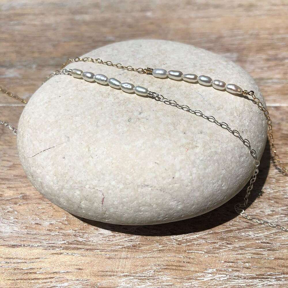 Freshwater Anklet,Sterling 14K Sier Filled Boho Pearl Dainty Handmade Beaded Cute Tiny Charm Beach Ankle Bracelet Foot Chain Anklet for Women