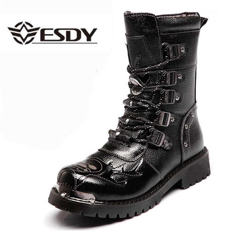 2025 Fashion Mid-Calf Motorcycle Mens Martin Boots Leather Skull High Top Casual Shoes Black Snow Boots W250811