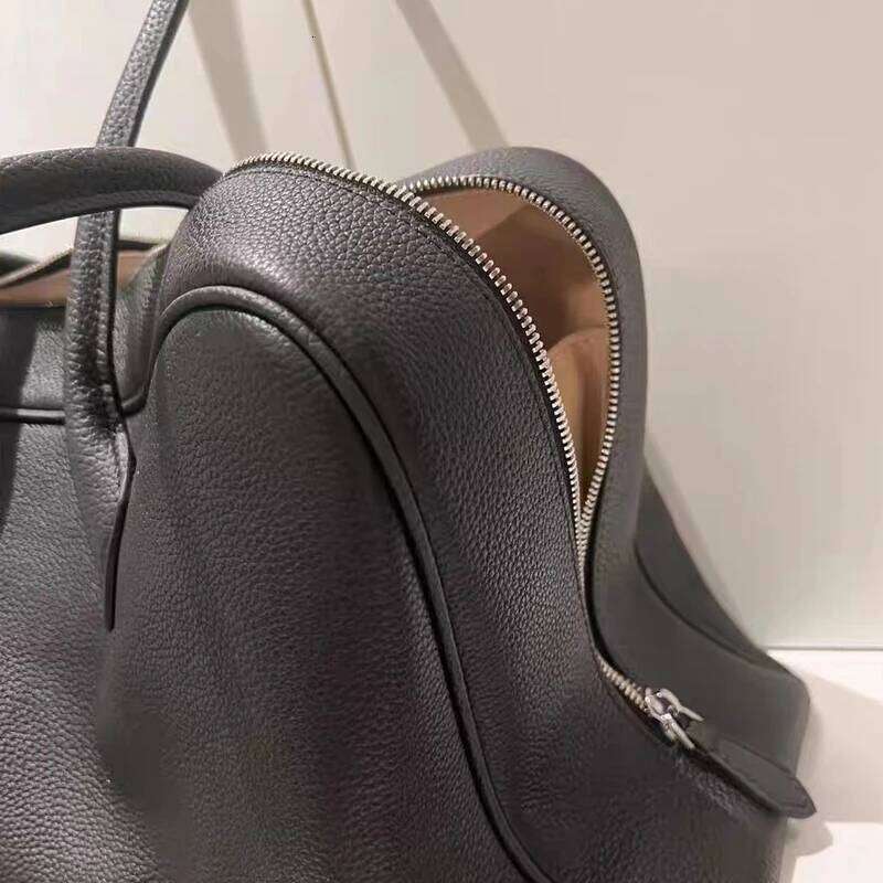 Genuine Leather Bowling Bags For Women Designer Handbags And Purses 2025 New In Cowhide Lychee Texture Underarm Shoulder