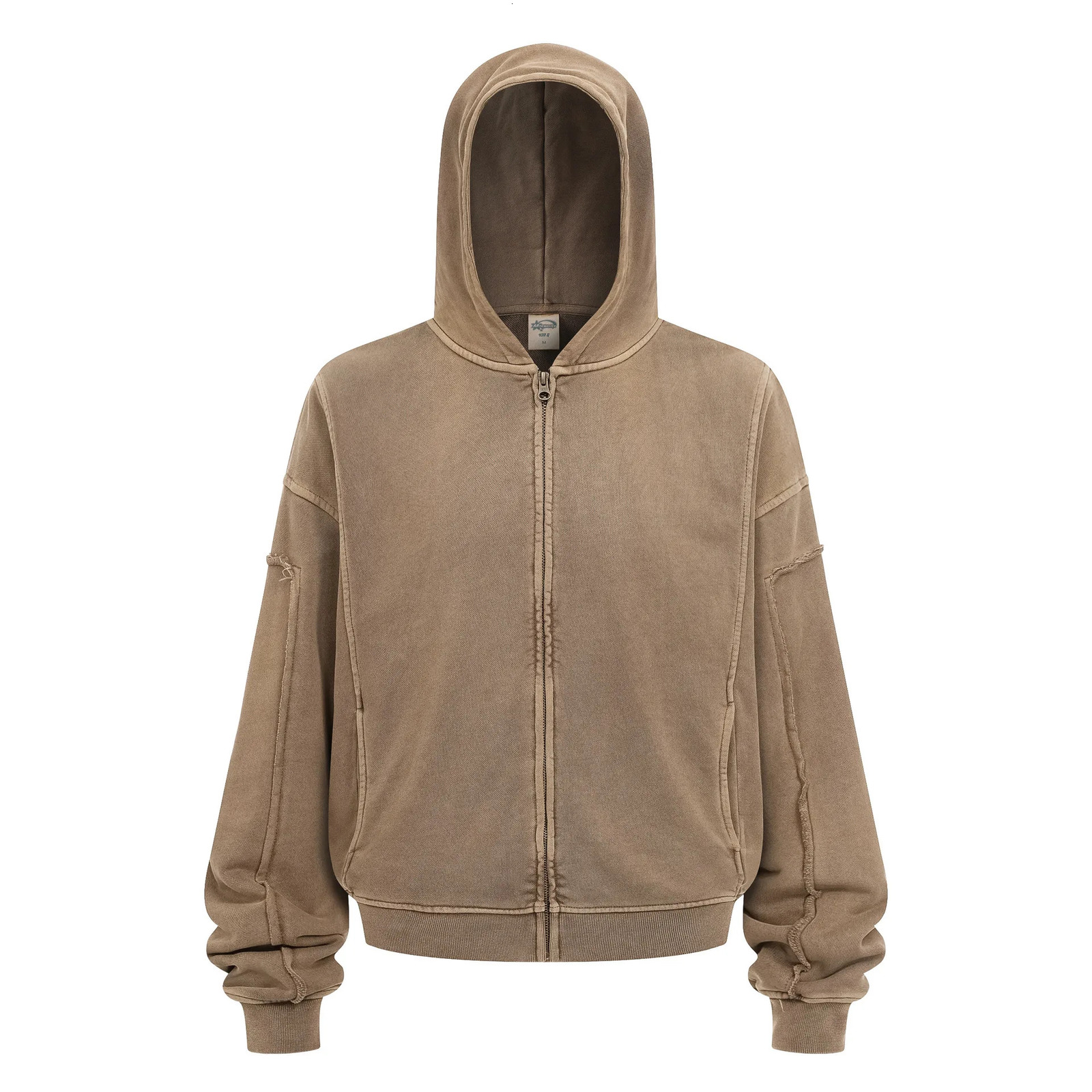 distressed zipper cardigan sweatshirt 250811