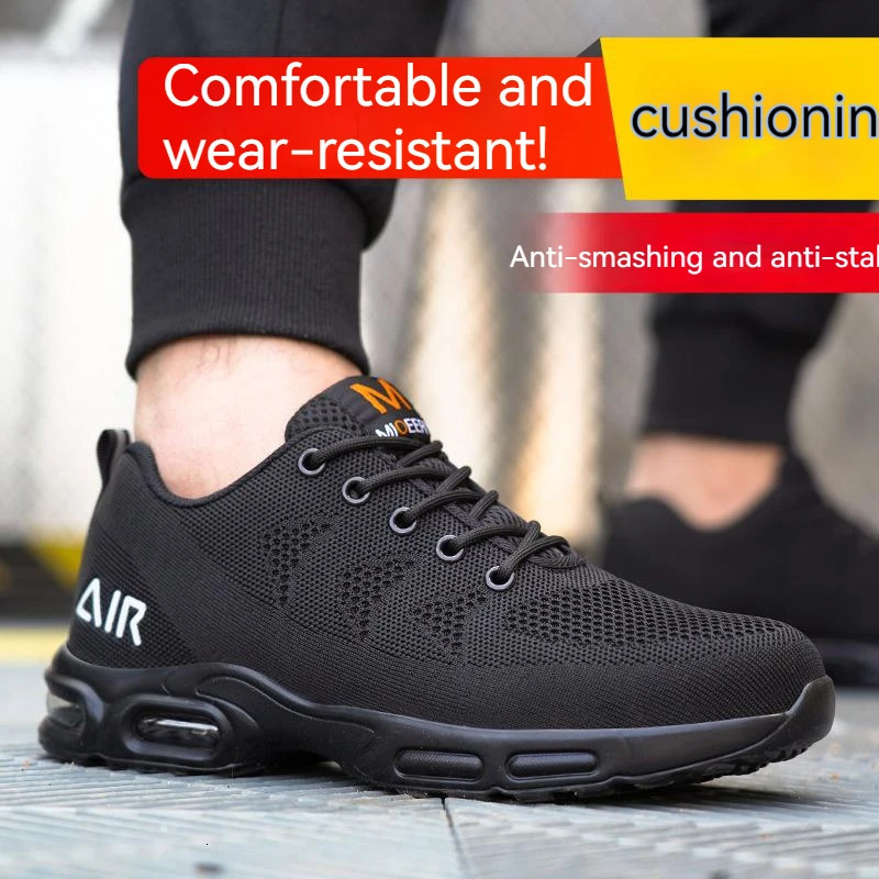 Safety Footwear Men Work Boots Lightweight Air Cushion Sneakers Puncture-Proof Work Shoes Indestructible Male Steel Toe Shoes 250805
