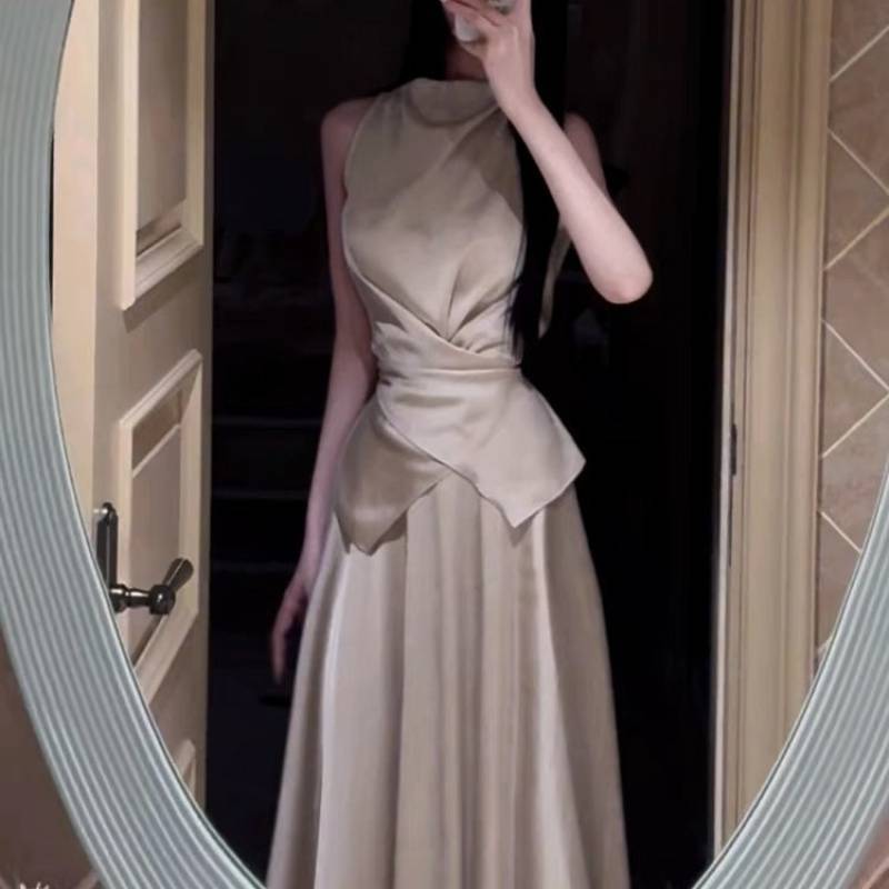 2025 Summer New Women's New French Elegant High end sisters trend Style Suit Dress Women's Summer Sleeveless Tunic Long Dress New Designer