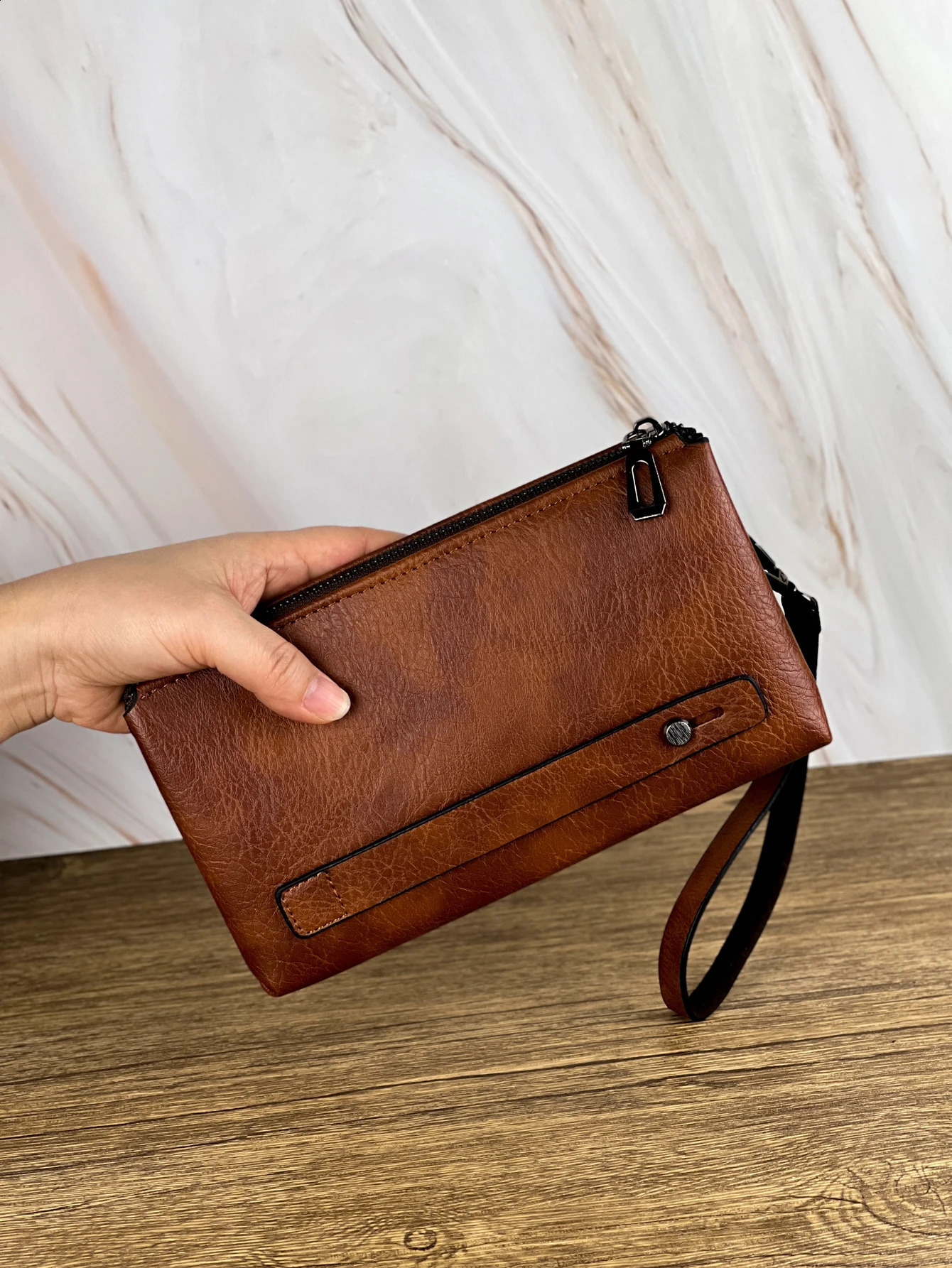 Fashion Simple Retro Mens Clutch Bag Wallet Business Large Capacity Clutch Bag Double Compartment Zipper Long Wallet Clutch Bag 250809