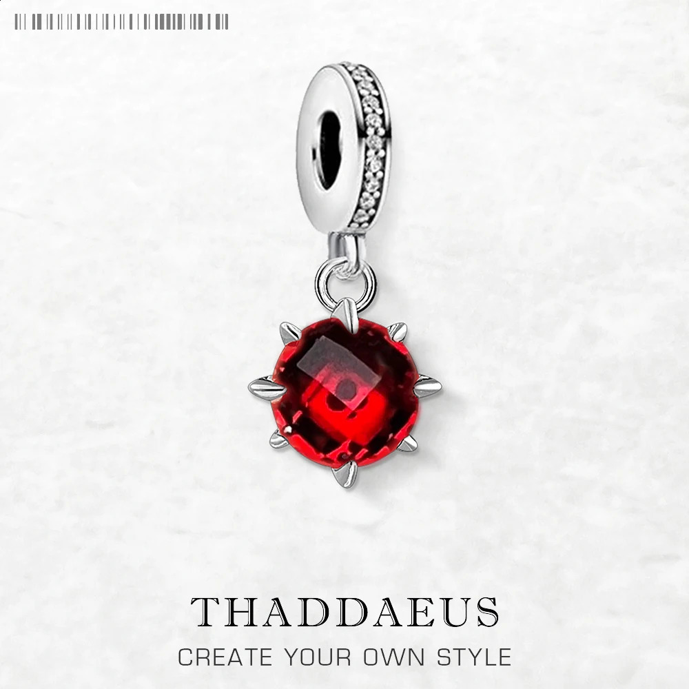 Red Stone Dangle Charm Europe Club Fine Jewelry For Women Summer Trendy Gift In 925 Sterling Silver 250807