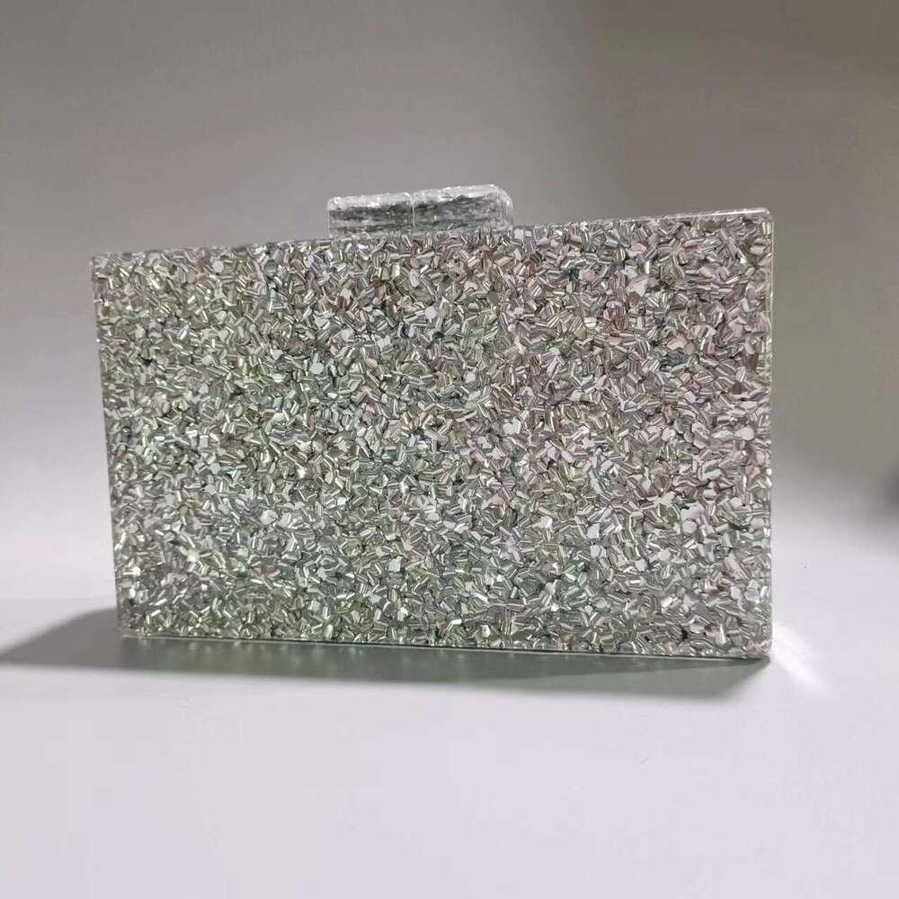 Women's New Gold and Silver Sequin Acrylic Evening Bag Single Shoulder Crossbody Wedding Banquet Clutch