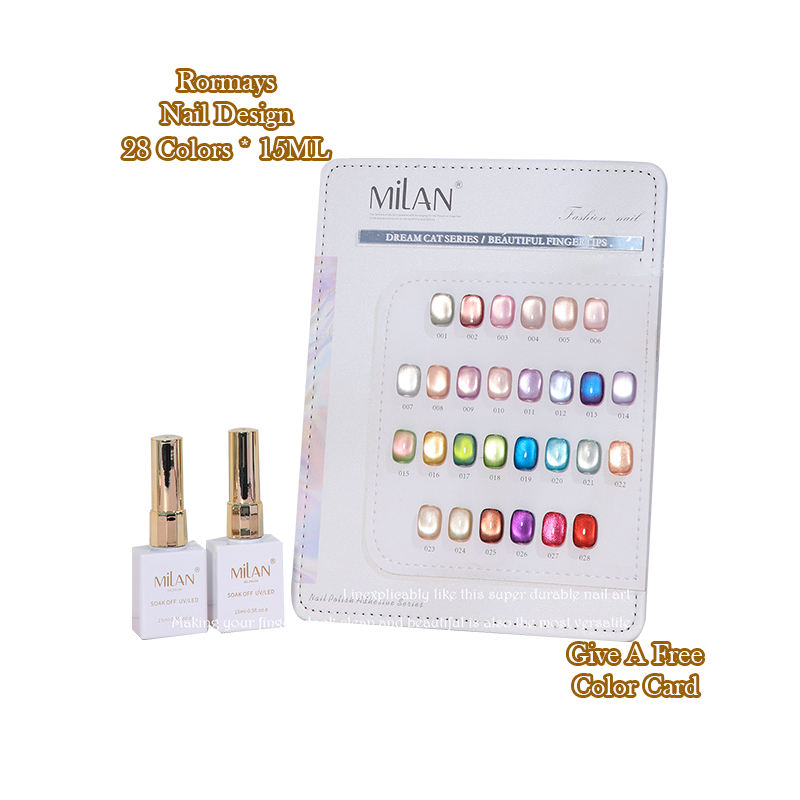 Rormays Popular Aurora Cat's Eye gel Polished 28PCS Mixed Semi permanent Varnish Color UV LED Primer Finish Cat's Eye Shiny Nail Salon Whole