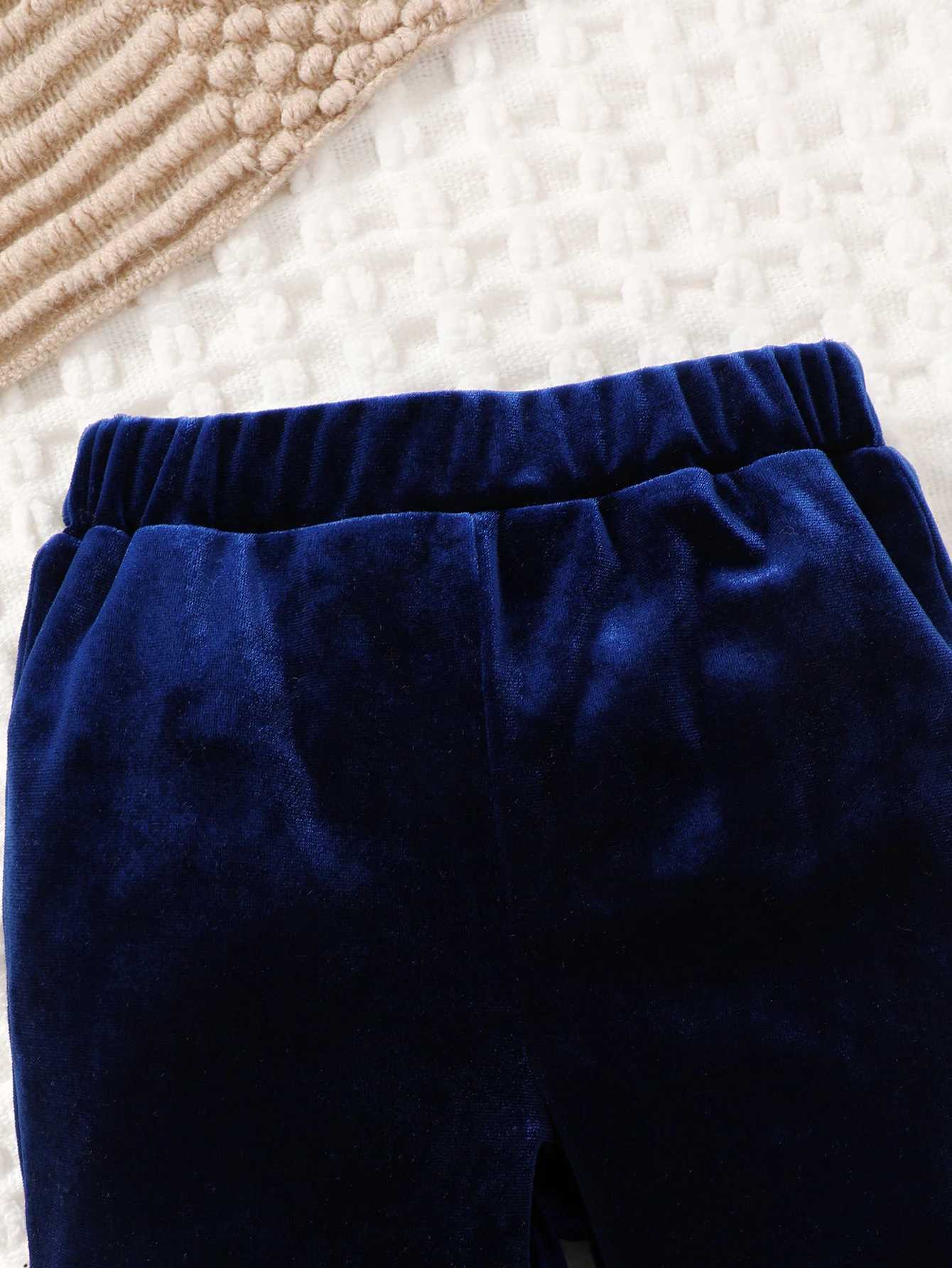 Boys Velvet Set Long Sleeve Hooded Ears Big Pocket Hoodie+Long Sleeve Casual Simple Versatile Velvet Two Piece Set Prince Z250811