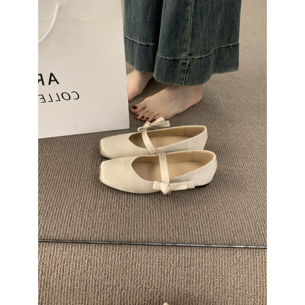 French satin ballet shoes 2025 designer's new comfortable single shoe