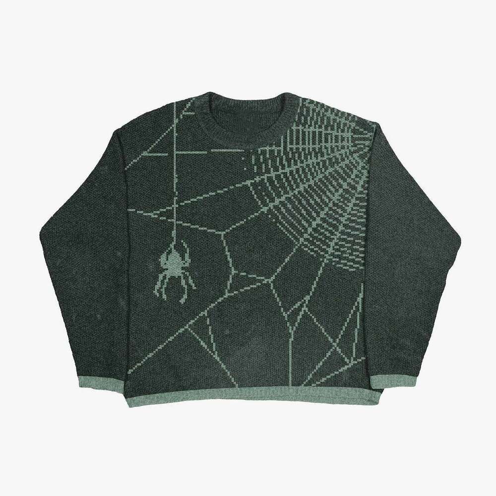 Women's Hip Hop Knitted Sweater, Haruku Fashion, Spider Boy Pattern Printed Loose Top, Casual Street Wear Pullover, 2000s