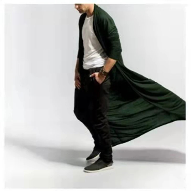 Spring Summer Men Thin Trench Tops Long Cardigan Windbreaker 2025 Fashion Loose With Sleeves Poncho Cloak Coat Streetwear 250729