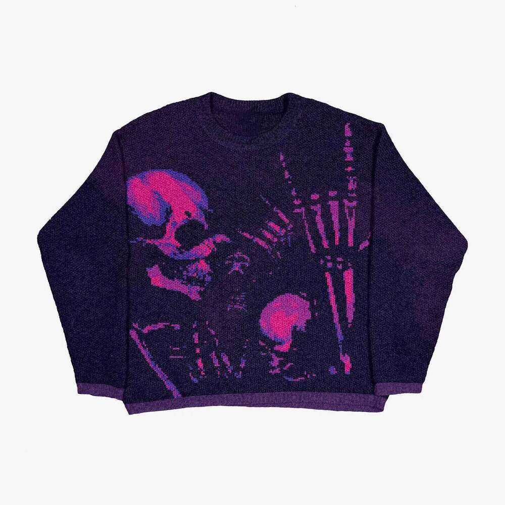 Women's Hip Hop Knitted Sweater, Haruku Fashion, Spider Boy Pattern Printed Loose Top, Casual Street Wear Pullover, 2000s