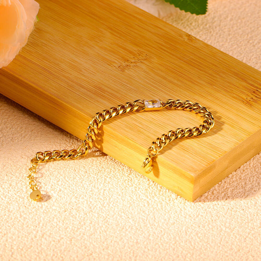 Fashion Dia-Encrusted Bracelet Gold Stainless Jewelry Niche Korean Style Women's Simple Titanium Steel Accessories