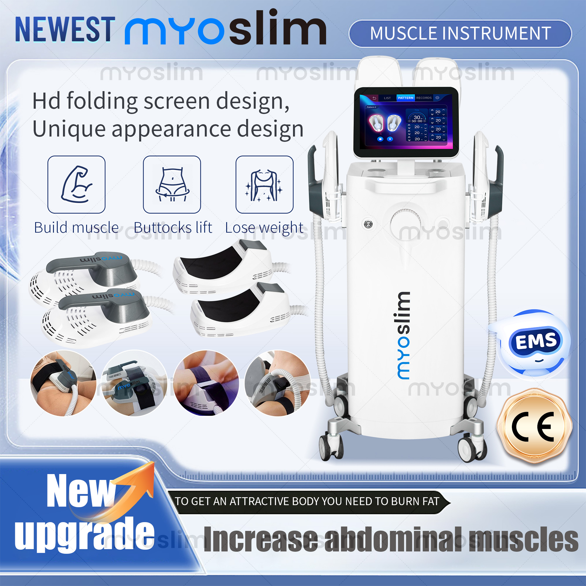 New Body Sculpting Slimming Machine 4 RF Handles 6500W 15 Tesla 200HZ Gain Muscle Electromagnetic Stimulation Non-invasive And Efficient Health And Be