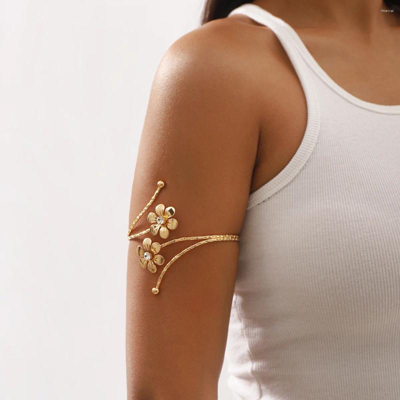 Bangle Upper Arm Metal Flower Armband Summer Armlet For Women Holiday Hawaiian Jewelry