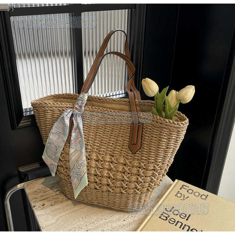 Woven Straw Bag Large Capacity 2025 Summer New Vacation Versatile Shoulder Basket Handheld Beach Bag H250809