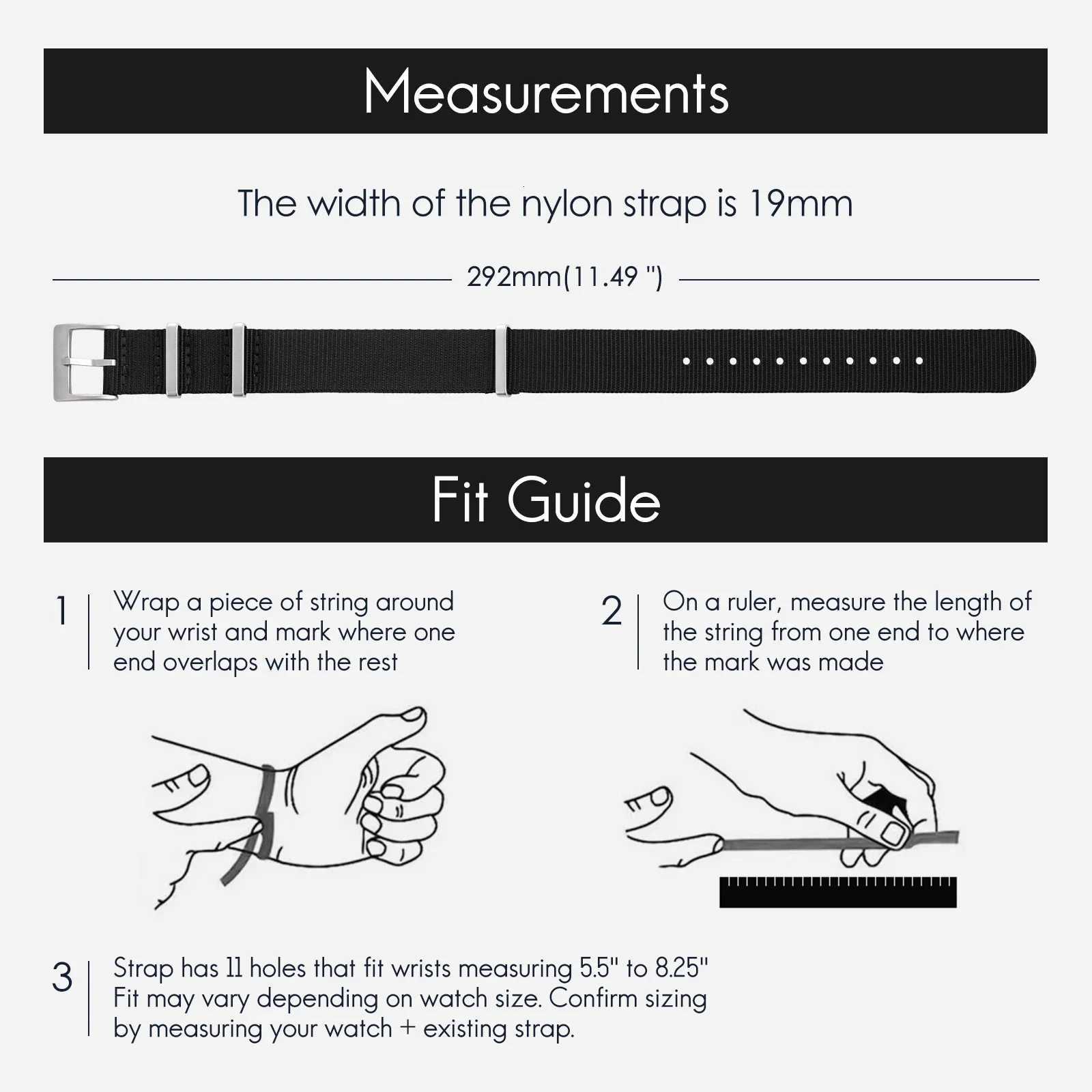 Nylon Ribbed Watch Strap 18/19/20/22mm Stripe Watchband Replacement Watch Band Military Wristband Accessories Watch Straps W250811