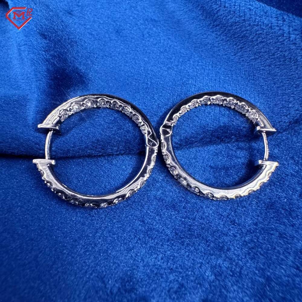 Custom Moissanite Hoop Earrings Eternity 925 Silver Jewelry VVS Hip Hop Men Women Moissanite Earrings