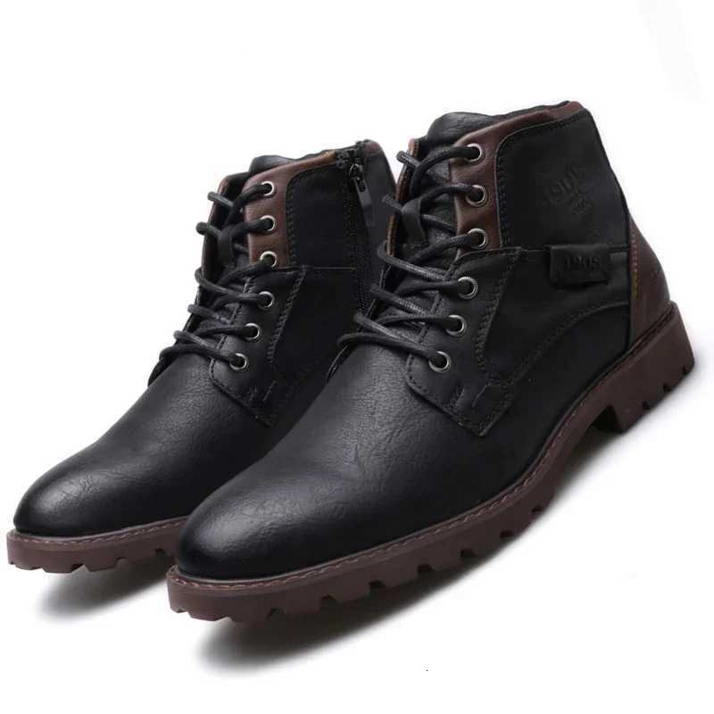 Vintage Men Boots 2025 New Autumn Winter Shoes High Quality Mens Leather Boots Side Zipper Mens Ankle Boots Large Size 39 48 W250811