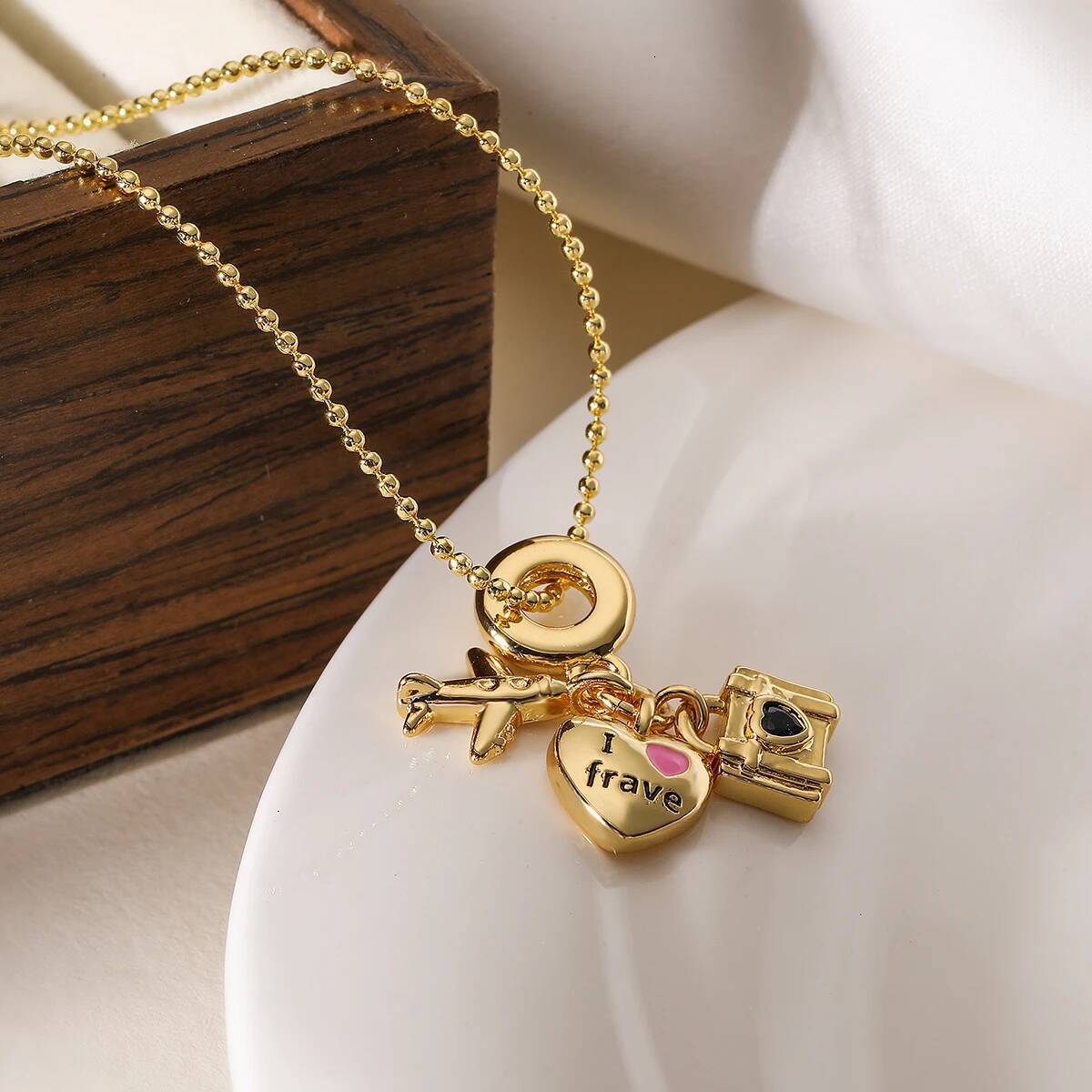 New Trendy Gold Color Expoxy Oil Dripping Planet/Airplane Pendant Necklaces For Women Girl Party Jewelry Jewelry for Women