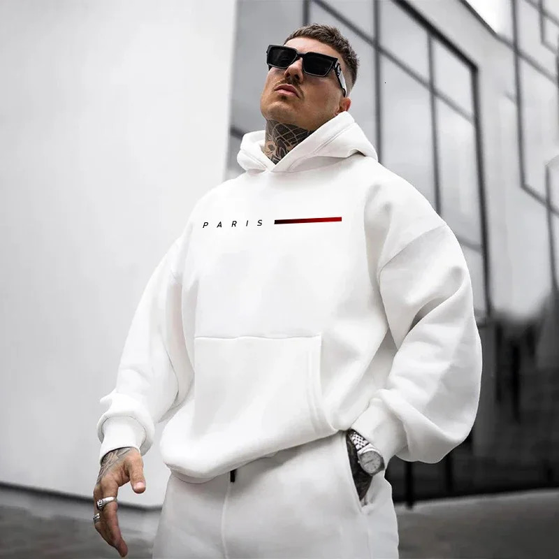 Paris Fashion Hoodies for Men All Season Daily Casual Sports Hooded Sweatshirts Male Home Outdoor Comfort Pullover 250811