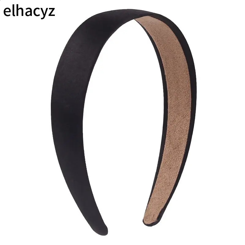 14pcs/lot Lady Solid Satin Hair Black Plain Alice Headbands 1Inch Width Hairband Ribbon Hair Accessories 250805