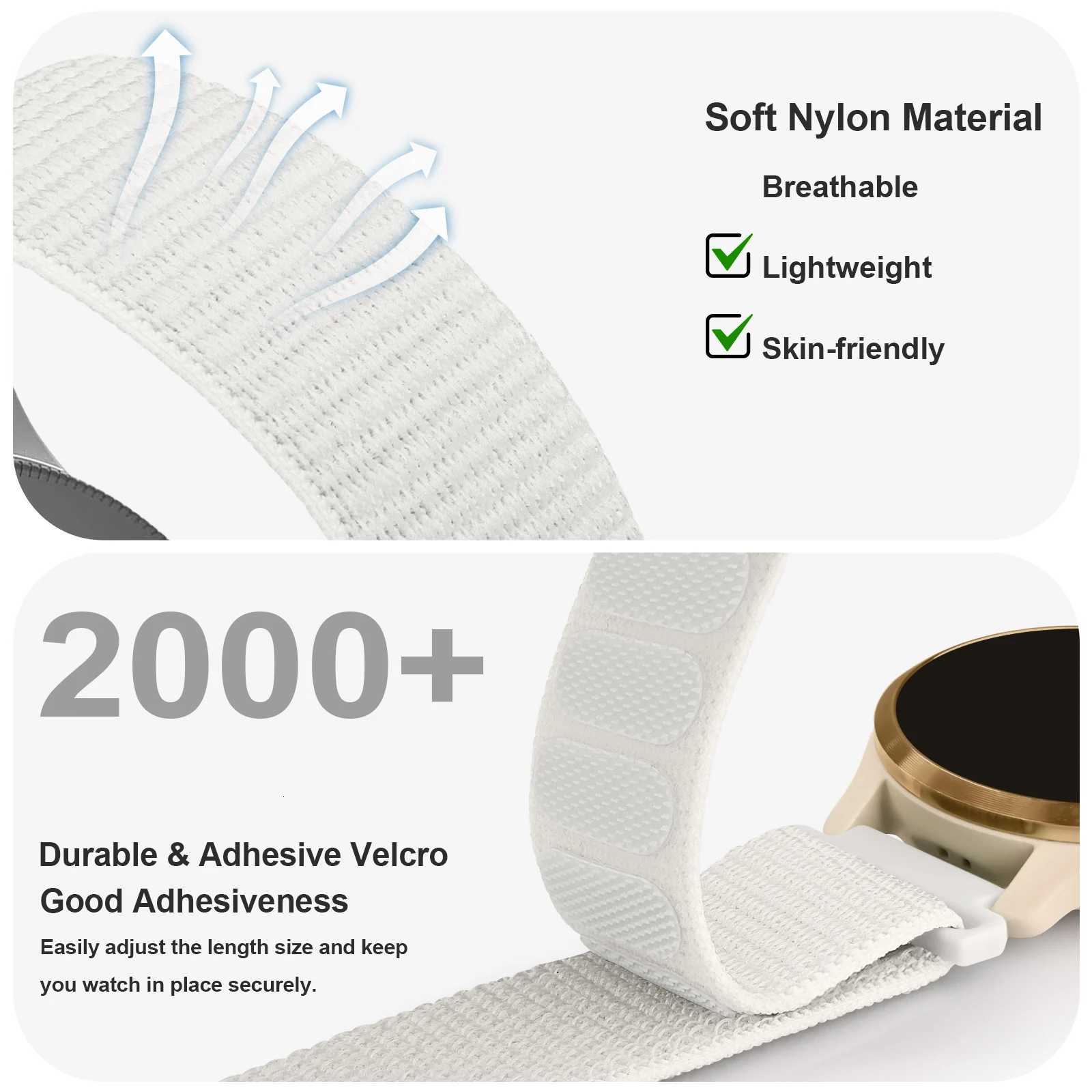 18mm Nylon Loop Strap for Garmin Venu 3S 2S 40mm Vivoactive 4S/3S Vivomove 3S Watchband for Garmin Forerunner 255S/265S Band W250811