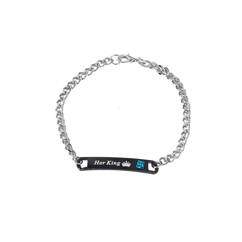 Engraved Trendy Fashion Simple Crown Couple Bracelet