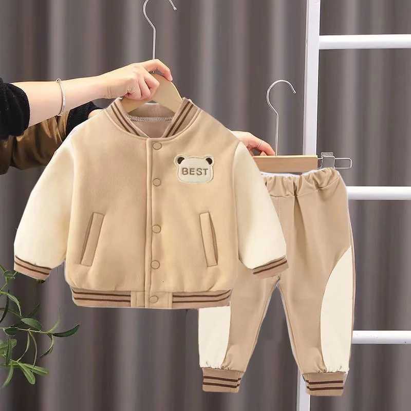 New Kids Baseball Sets Boys Girls Sports Casual Clothing Suit Bear Coat+Pants 2Pcs Tracksuit Spring Autumn Baby Outfits Z250811