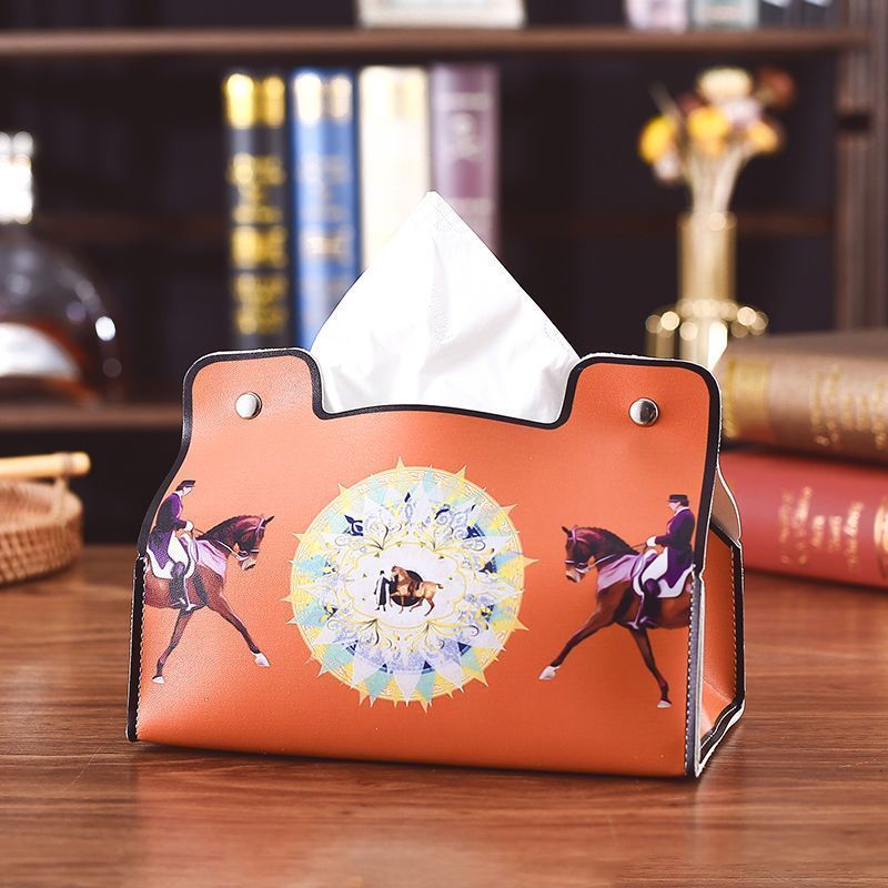 Designer Luxury Leather Tissue Box European Retro Style Bathroom Car Living Room Coffee Table Universal Storage Box