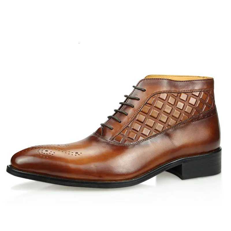Mens Ankle Boots Fashion Oxford Dress Boot for Men Genuine Leather Formal Business Wedding Dress Lace-up Fashion Casual Shoes W250811