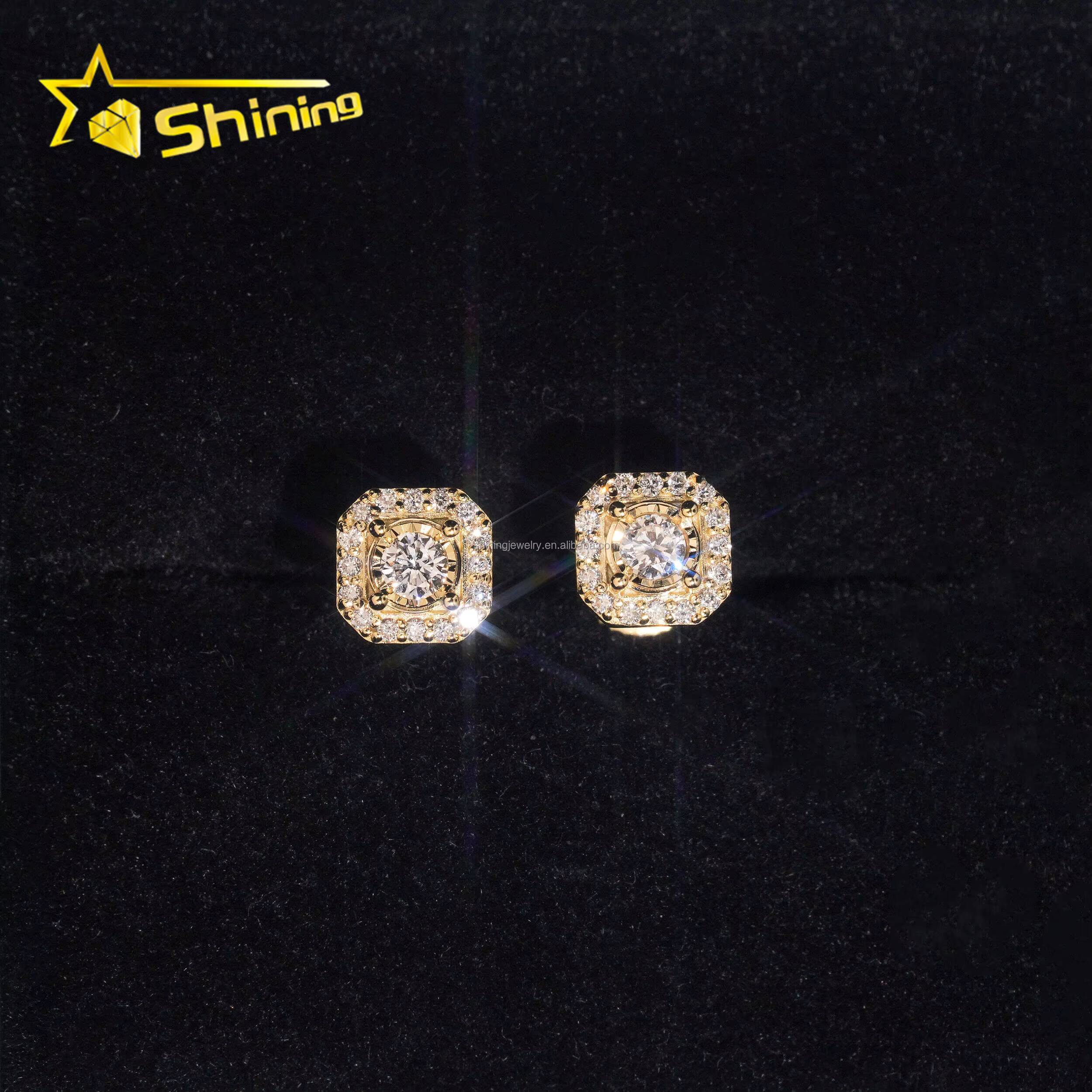 Hot Selling Fashion Fire Jewelry Stock Gift Lab Grown Diamond Hip Hop Iced Out 925 Solid Silver Fashion Stud Earrings