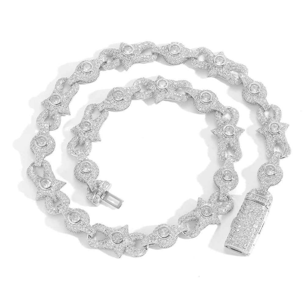 New Necklace 10mm Eye Cuban Chain Micro-Paved Moissanite chain Creative Niche Unisex Hip-Hop Accessories