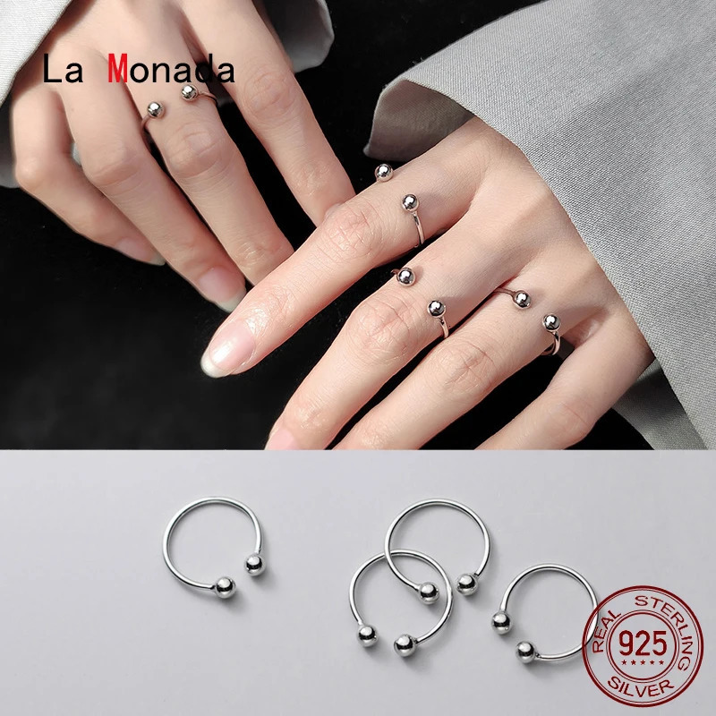 La Monada Bead Women Ring 925 Sterling Silver Minimalist Rings For Women 925 Silver Fine Jewerly Rings Woman Adjustable Open 250805
