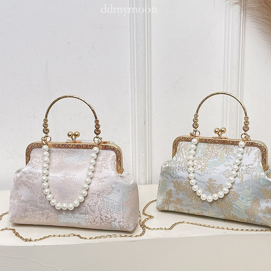 Handheld Single Shoulder Crossbody Pearl Embroidery New Chinese Style Evening Clutch Women's Bag ddmymoon