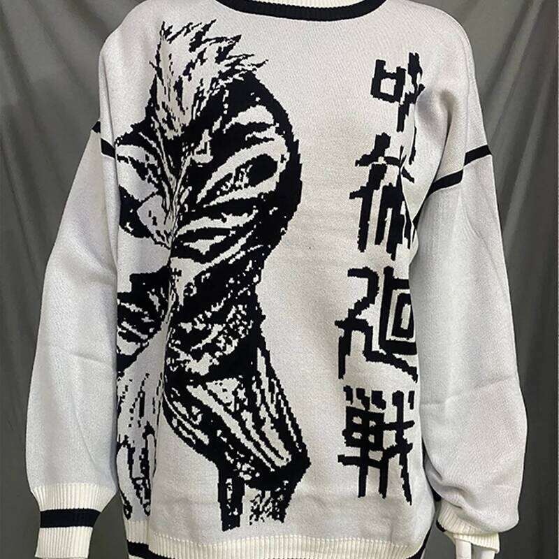 New Autumn And Winter Season Pullover Knitted Sweater Anime Pattern Top News Fashion Trend Haruku Street Style Y2k Clothing