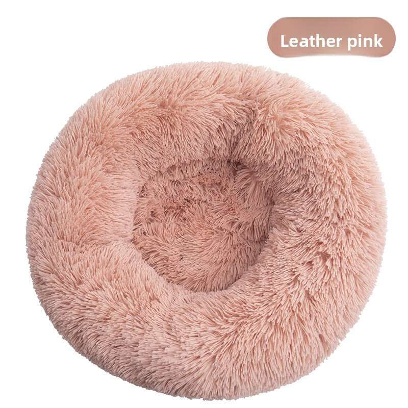 Cat Plush Round Winter Dog Mat Bed Pet Supplies-FurHaven Calming Cuddler Long Fur Donut Bolster Dog Bed