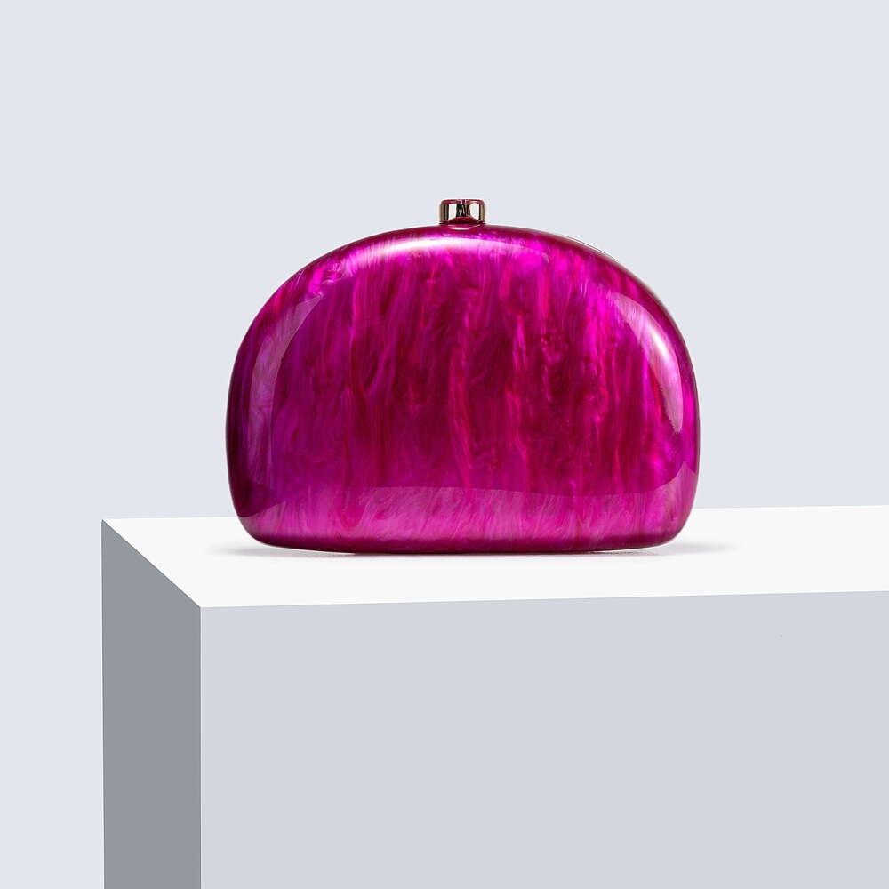 Women's New Semi-Circular Press Acrylic Evening Single Shoulder Crossbody Wedding Banquet Clutch Bag