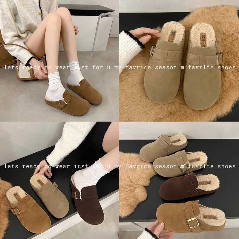Bebealy Fashion Fur Clogs Slippers for Women Winter Fluffy Cork Insole Plush Slippers with Arch Support Furry Suede Mules Shoes XJ250811