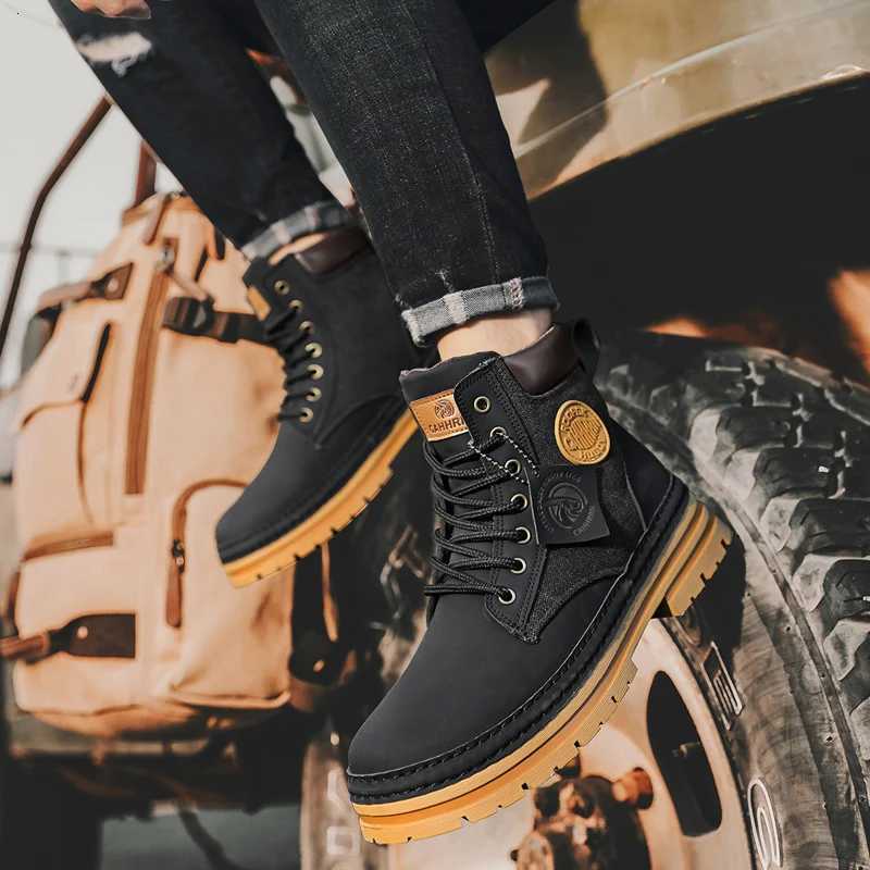 100% Men Boots Winter Casual Shoes Designer Luxury Platform Cowboy Chelsea Tactical Military Work Safety Leather Ankle Sneakers W250811