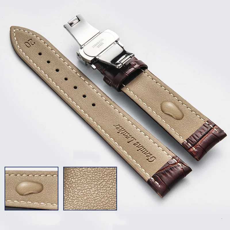 Watch Band with Wooden Box Butterfly Clasp Watchband Replacement Genuine Leather Strap 18mm 20mm 22mm Bracelet Watch Accessories W250811