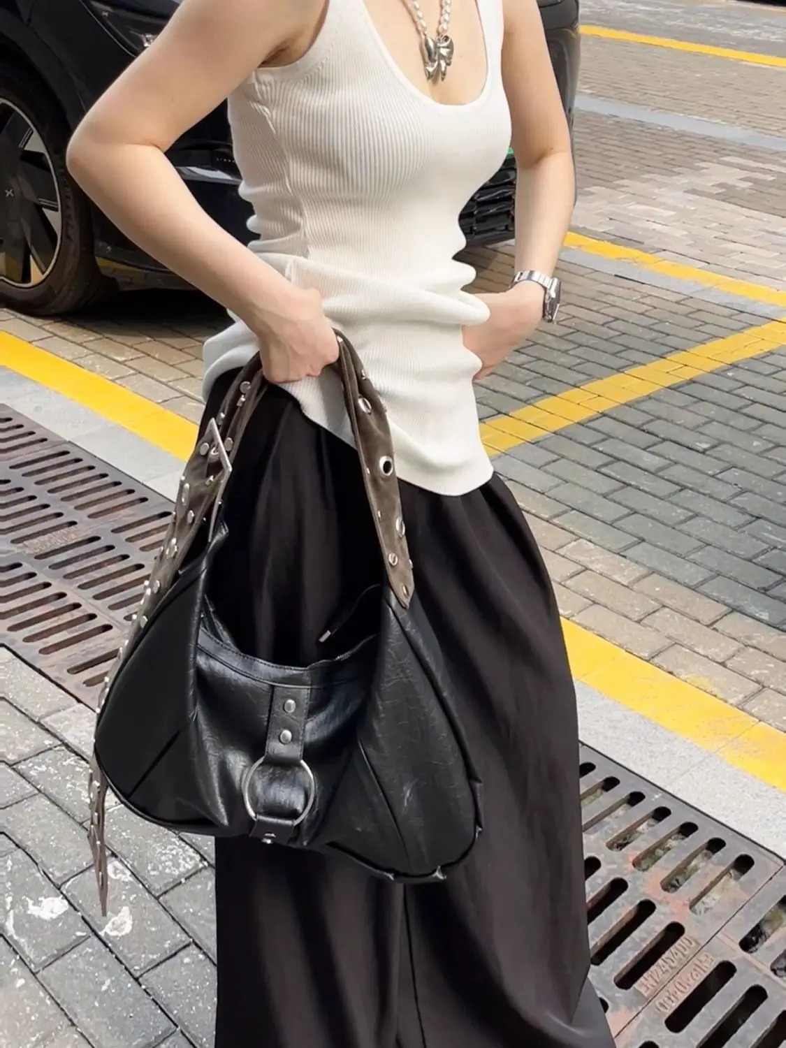 Fashion Women Vintage Solid Color Handbags Shoulder Underarm Bag Fashion PU Leather Wide Strap Crossbody Bag 250809