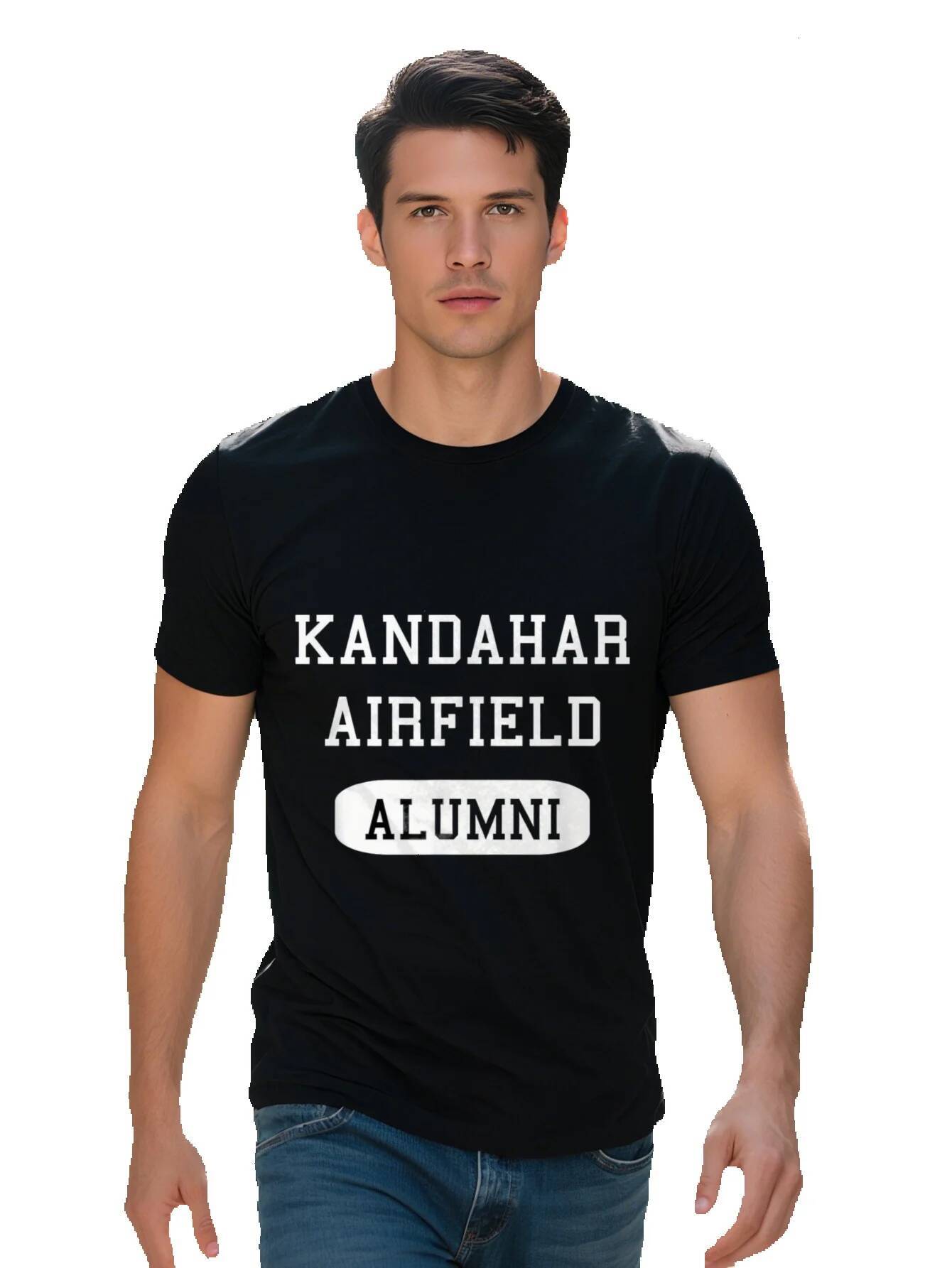 Men's Kandahar Airfield Alumni T-Shirt Cotton Short Sleeve Crew Neck Fit Black with White Lettering 17476 f38dc
